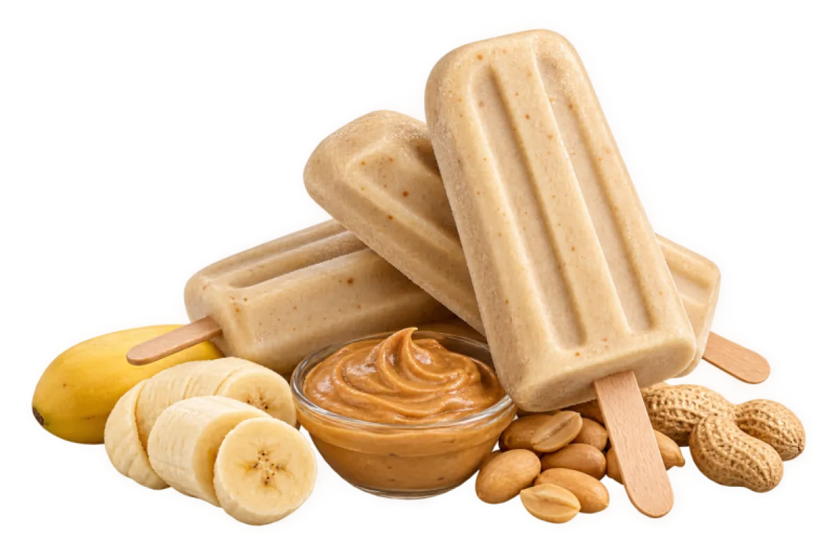 Pupsicles de yogur, plátano y mantequilla de cacahuete