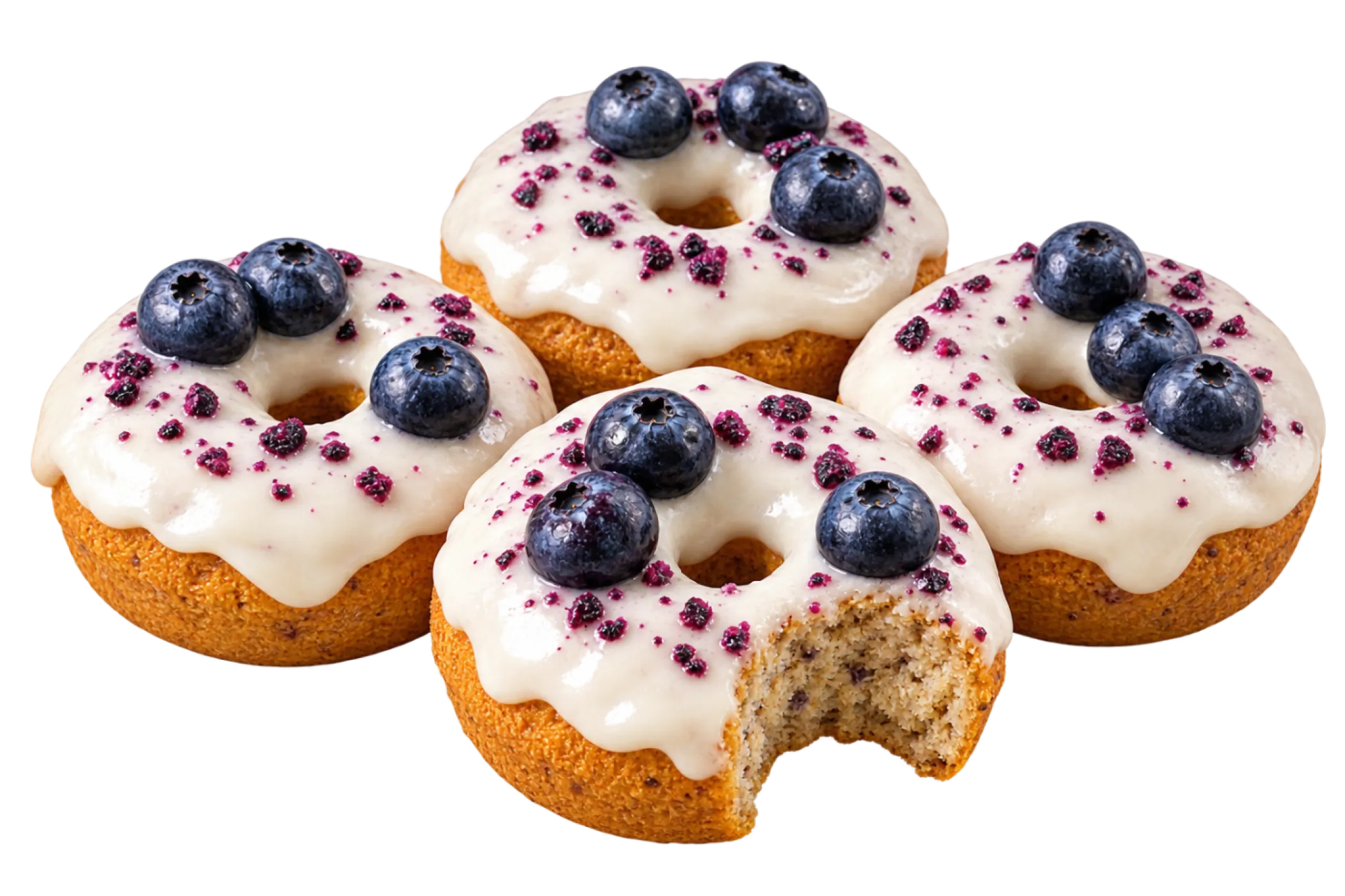 Donuts caninos glaseados con yogur y arándanos